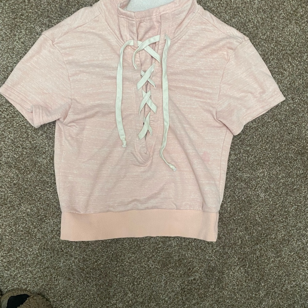 Pink Lace-Up Women's Top